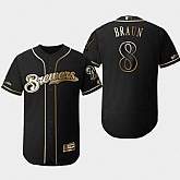 Brewers 8 Ryan Braun Black Gold Flexbase Jersey Dzhi,baseball caps,new era cap wholesale,wholesale hats